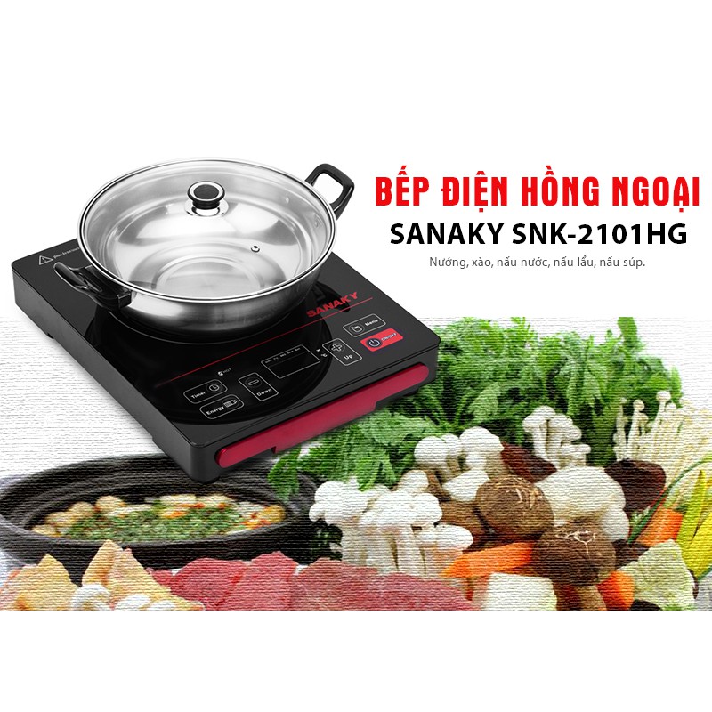 Bếp hồng ngoại SANAKY SNK-210HG tặng nồi lẩu và vỉ nướng