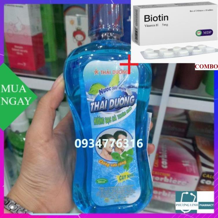 Combo Biotin 5mg+ Nước xúc miệng thái dương bạc hà