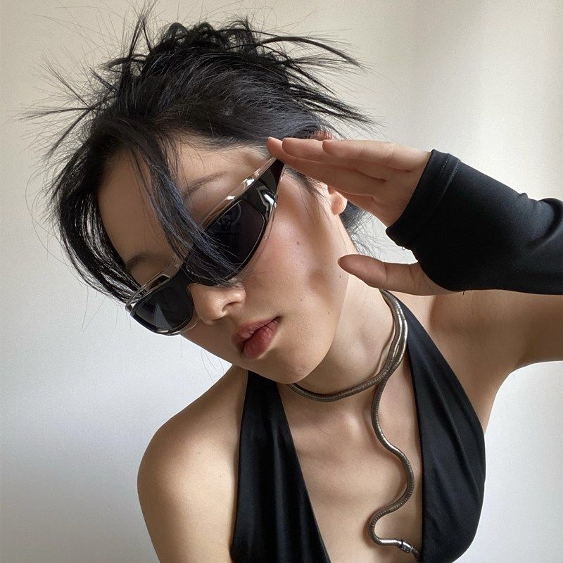 Kính Mát Lái Xe Một Mắt Gọng To y2k y2k Phong Cách Hip Hop Punk