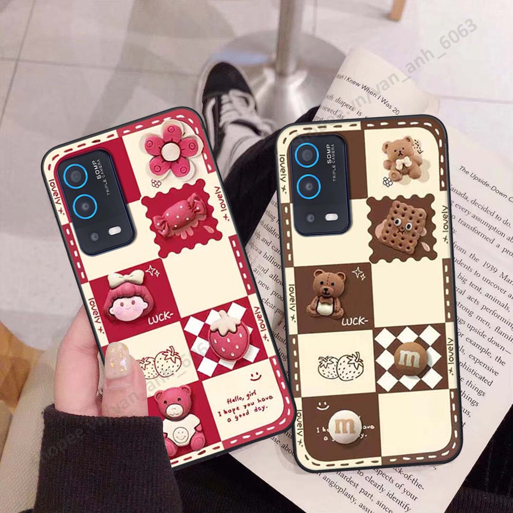Ốp lưng Oppo A54 / A55 hình gấu, kẹo dễ thương siêu cute
