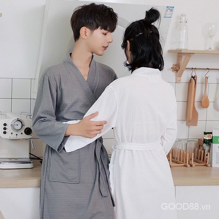 Spring And Autumn New Thin Loose Nightgown Waffle For Men And Women Bathrobe Hotel Bathrobe Bathrobe Couple Sets | BigBuy360 - bigbuy360.vn