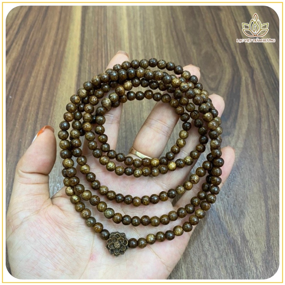 Vòng Tay Trầm Hương Hoa Sen Trầm Phú Quý 216 Hạt 4mm Phong Thủy May Mắn Tài Lộc Hanh Thông - Trầm Tốc Tự Nhiên Lạc Việt