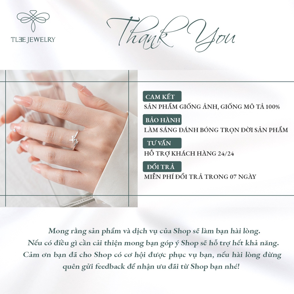 Nhẫn bạc nữ TLEE hình máy bay đính đá dáng hở cách điệu NCJ A0204