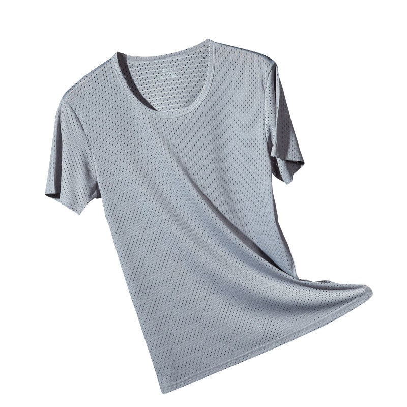 ❄Men TShirt Ice Silk Tshirt Short Sleeve T-shirt 1 / 2pcs summer ice silk t-shirt men's short sleeve mesh cut out loose