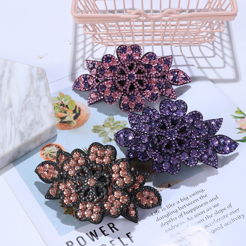 Kẹp tóc thiết kế hoa đính đá nhiều màu sắc tùy chọn thời trang dành cho nữ