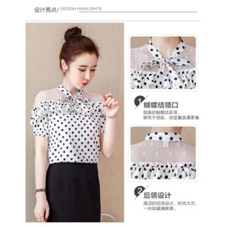 Áo chấm bi buộ nơ
