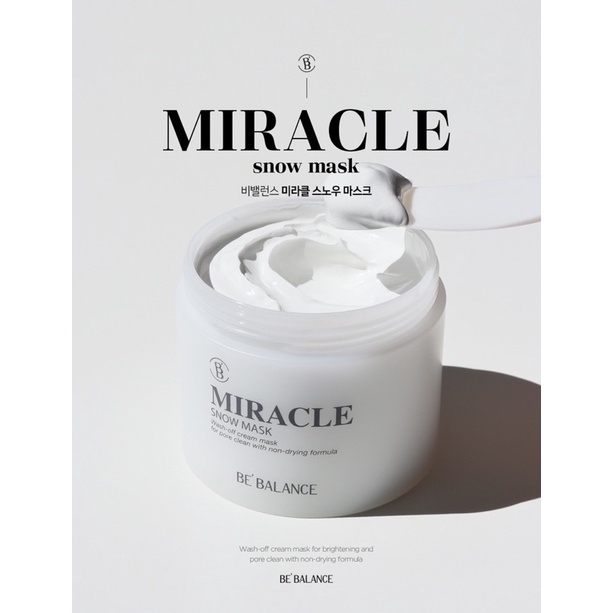 MIRACLE SNOW MASK BE' BALANCE - Mặt nạ ủ trắng dùng được cho da nhạy cảm