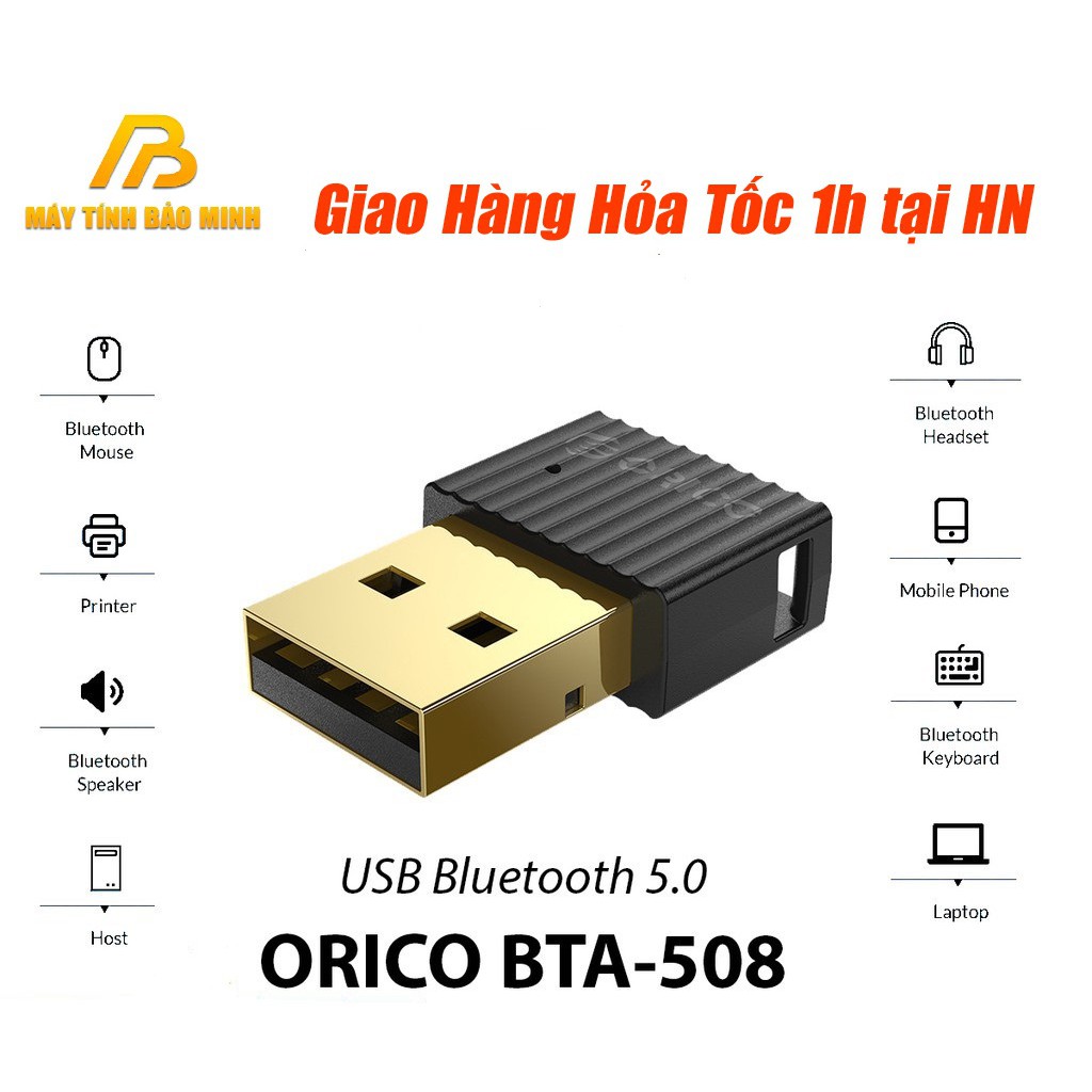 USB Bluetooth 5.0 Orico BTA-508 - Dành cho PC, Laptop - Bảo hành 12 tháng