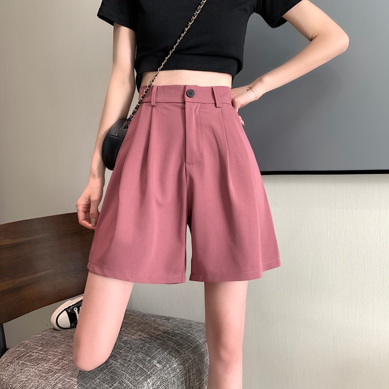 Quần Short Nữ Lưng Cao Ống Rộng Kiểu Hàn Quốc