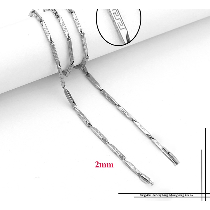 Dây chuyền inox kiểu hỏa tiễn 2mm khóa gài vip chạm vạn lí trường thành sáng đẹp không đen và vô cùng đẳng cấp
