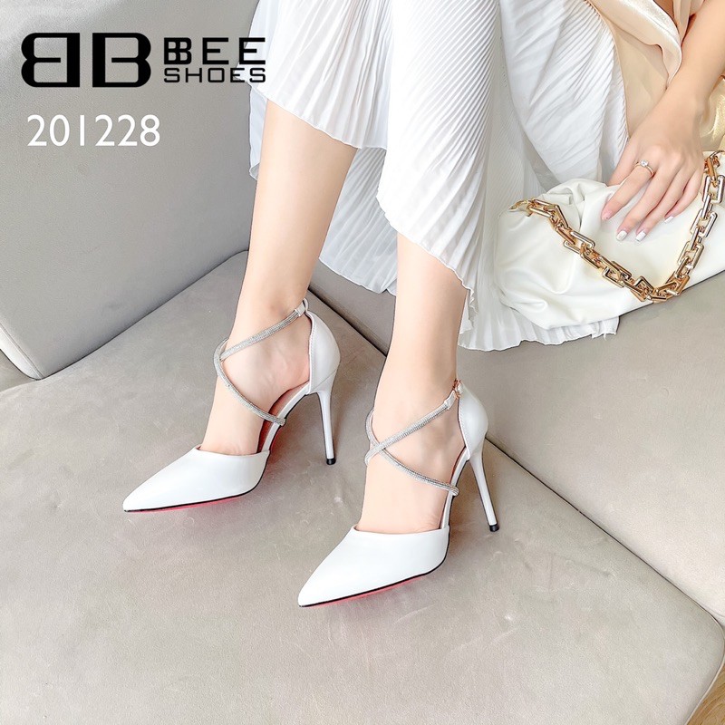 BEESHOES - GIÀY CAO GÓT NỮ MŨI NHỌN - GIÀY CAO GÓT NỮ MŨI NHỌN GÓT NHỌN CAO 10 PHÂN SẴN MÀU TRẮNG - ĐEN - NUDE 201228