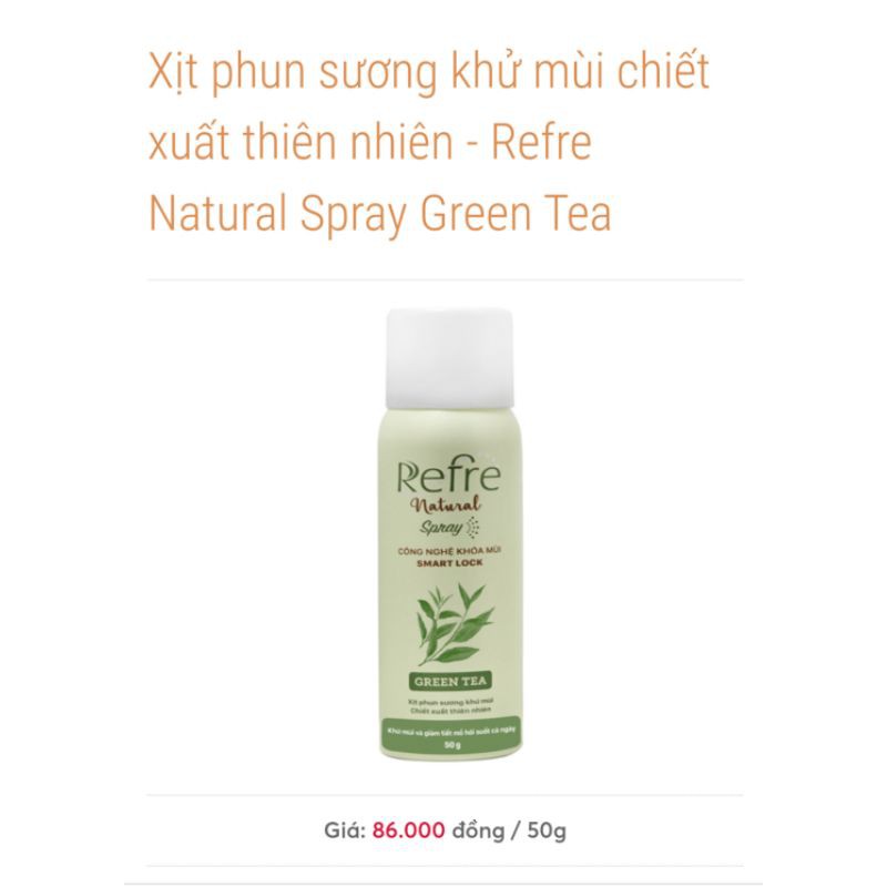 Xịt Khử Mùi Toàn Thân Refer Gương Trà Xanh 50gr | BigBuy360 - bigbuy360.vn