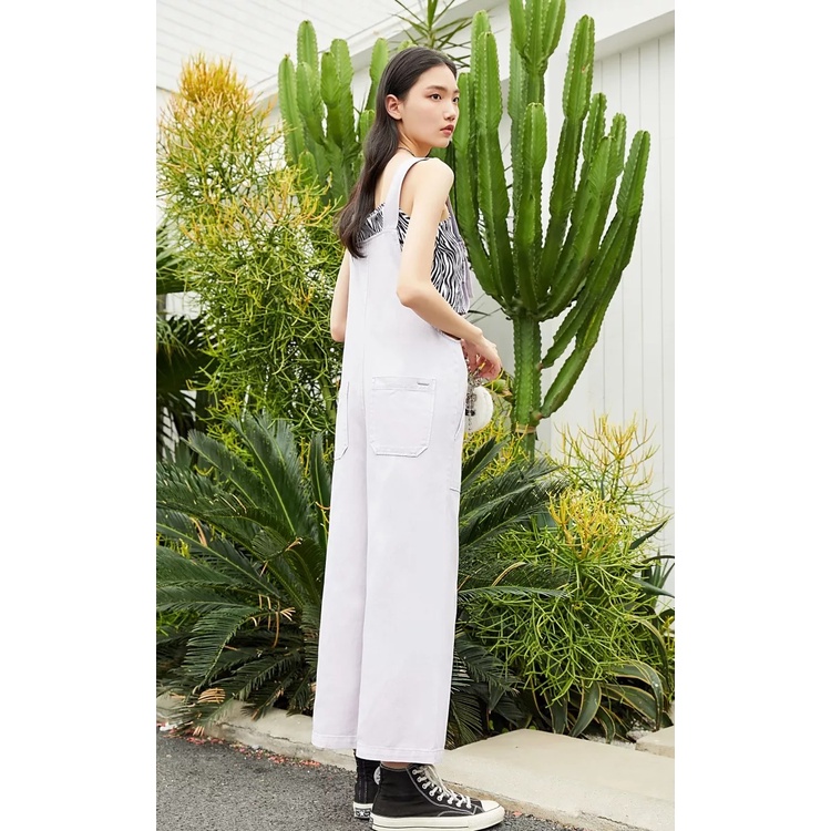 Vero Moda Quần Yếm Loe Ống Rộng Rộng Phía Trước Có Túi Màu Trơn Khóa Hoa Cúc Cho Nữ 321264005