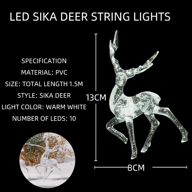 Dây Đèn LED Trang Trí Bằng PVC Trong Suốt 1.5M Hình Nai Sừng Tấm