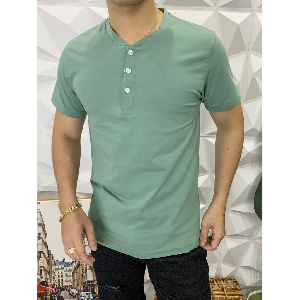 ÁO THUN NAM CỔ TÀU COTTON 5 MÀU AT3T02- 7 MÀU