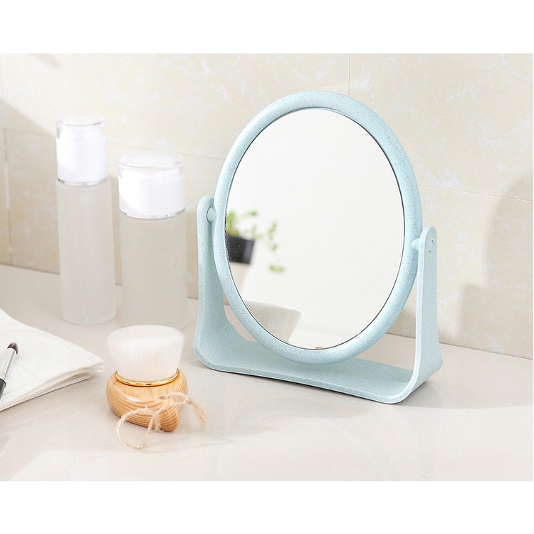 Gương Trang Điểm Lúa Mạch 2 Mặt Hình Oval Size 18x15cm Xoay 360 Độ