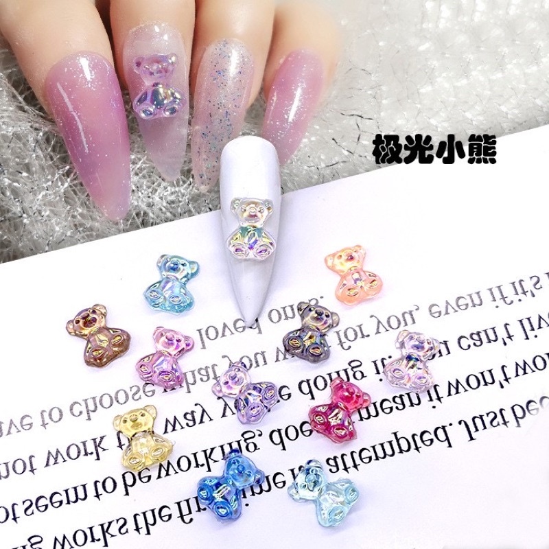 Set 10 charm gấu gắn móng tay trang trí