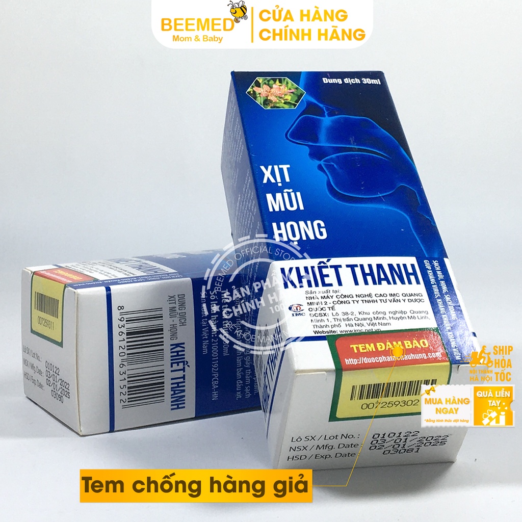 Xịt mũi họng Khiết Thanh Lọ 30ml - giúp thông thoáng mũi họng, làm sạch, loại bỏ bụi bẩn từ thảo dược