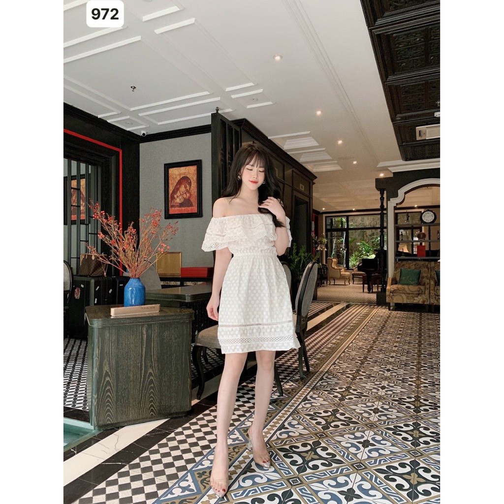 Váy maxi trễ vai pha ren cao cấp, Chất liệu thô 973 | BigBuy360 - bigbuy360.vn