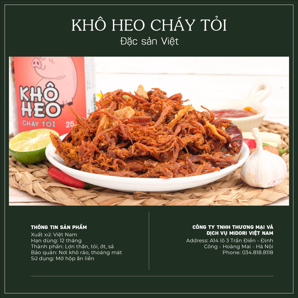 Khô heo cháy tỏi VIETGOURMET thịt heo khô cháy tỏi vị dai ngon, đảm bảo vệ sinh an toàn thực phẩm