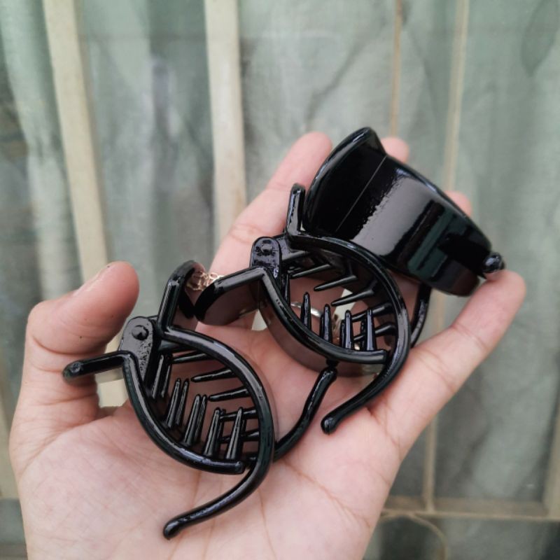 Combo 5 cái Kẹp tóc 2 răng màu đen loại bóng