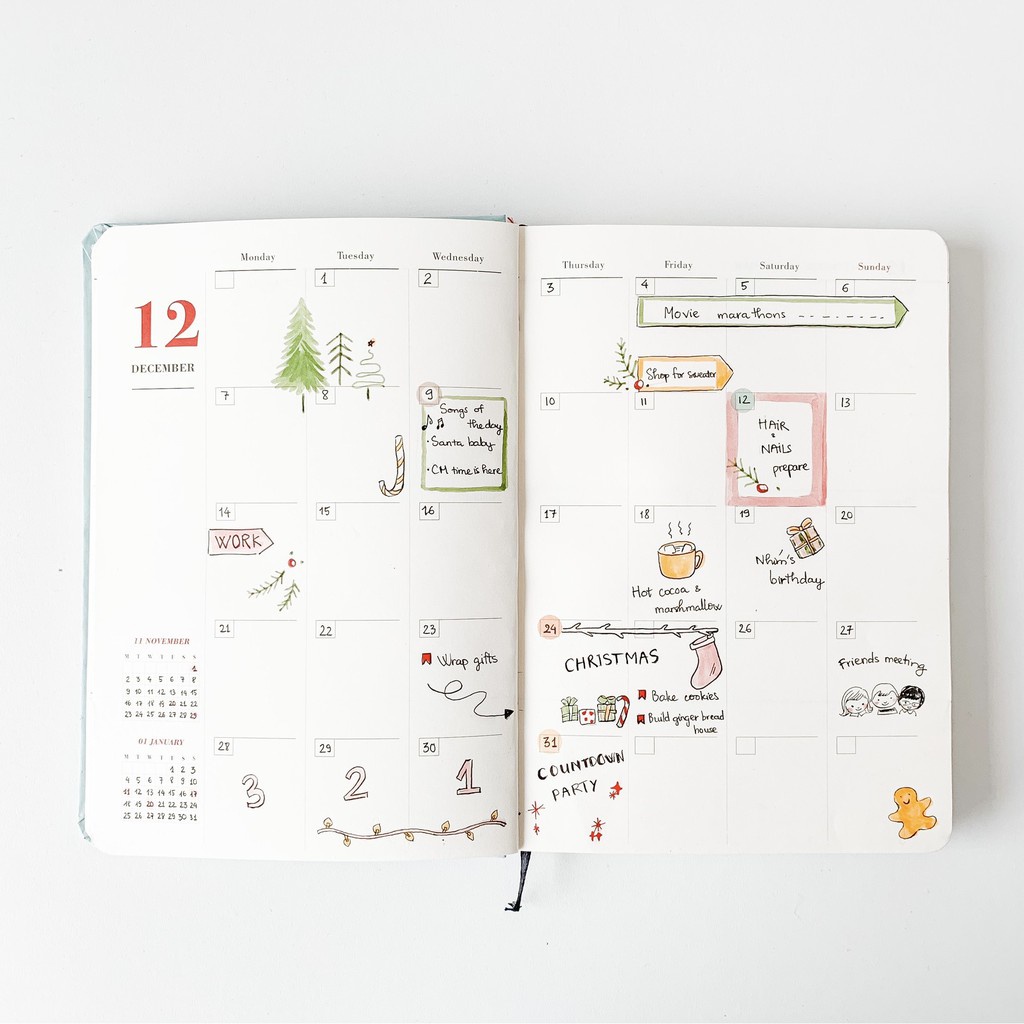 Sổ lịch planner 2022 A5 Crabit, Sổ kế hoạch 12 tháng, bìa pastel, có túi bìa sau