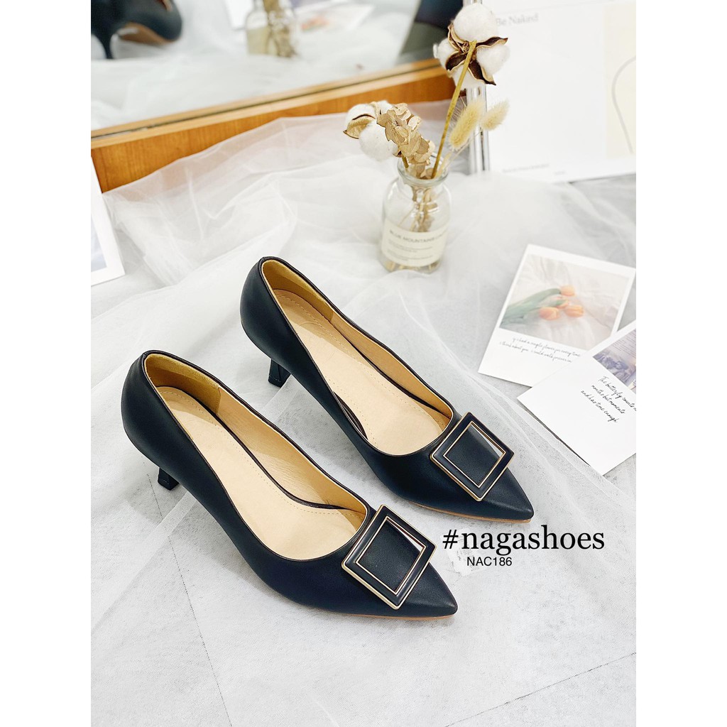 CAO GÓT NAGASHOES MŨI NHỌN KHÓA VUÔNG 6CM NAC186