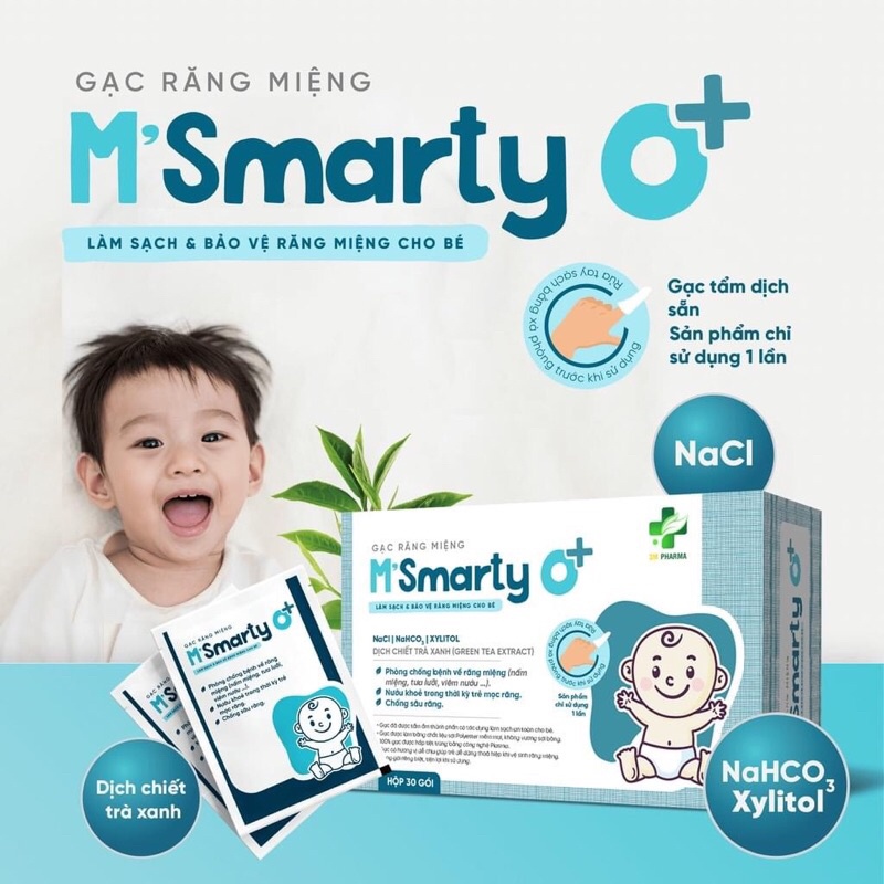 Gạc rơ lưỡi chiết xuất trà xanh Smarty (cho bé từ sơ sinh)