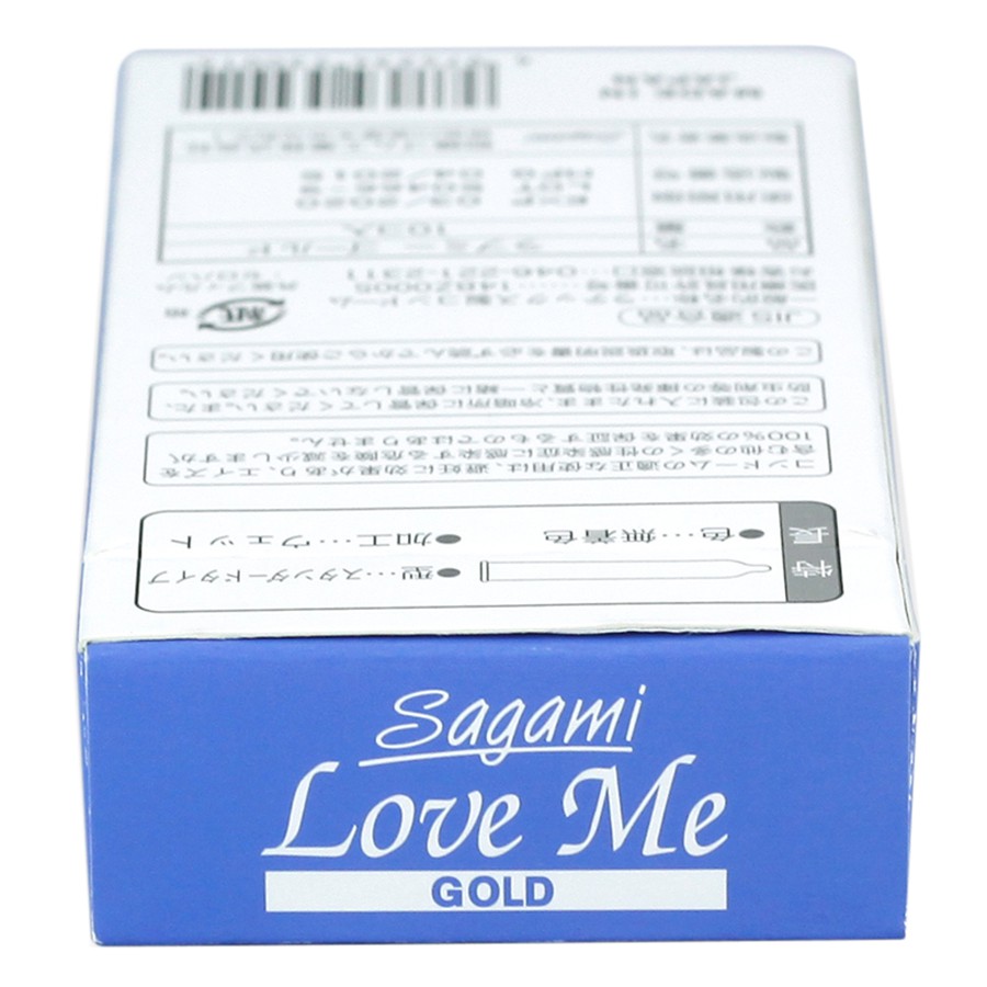 Bao cao su Sagami Love Me Gold trơn truyền thống 10 bao/hộp cao su nguyên chất kéo dài thời gian chống tuột