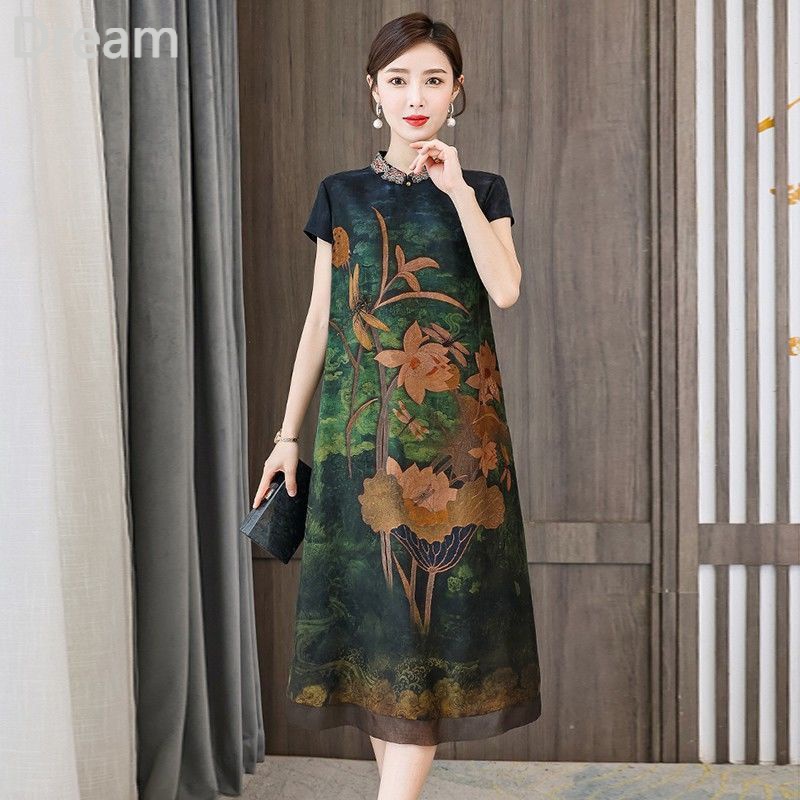 Xiangyun dress cheongsam mulberry silk big high-end skirt