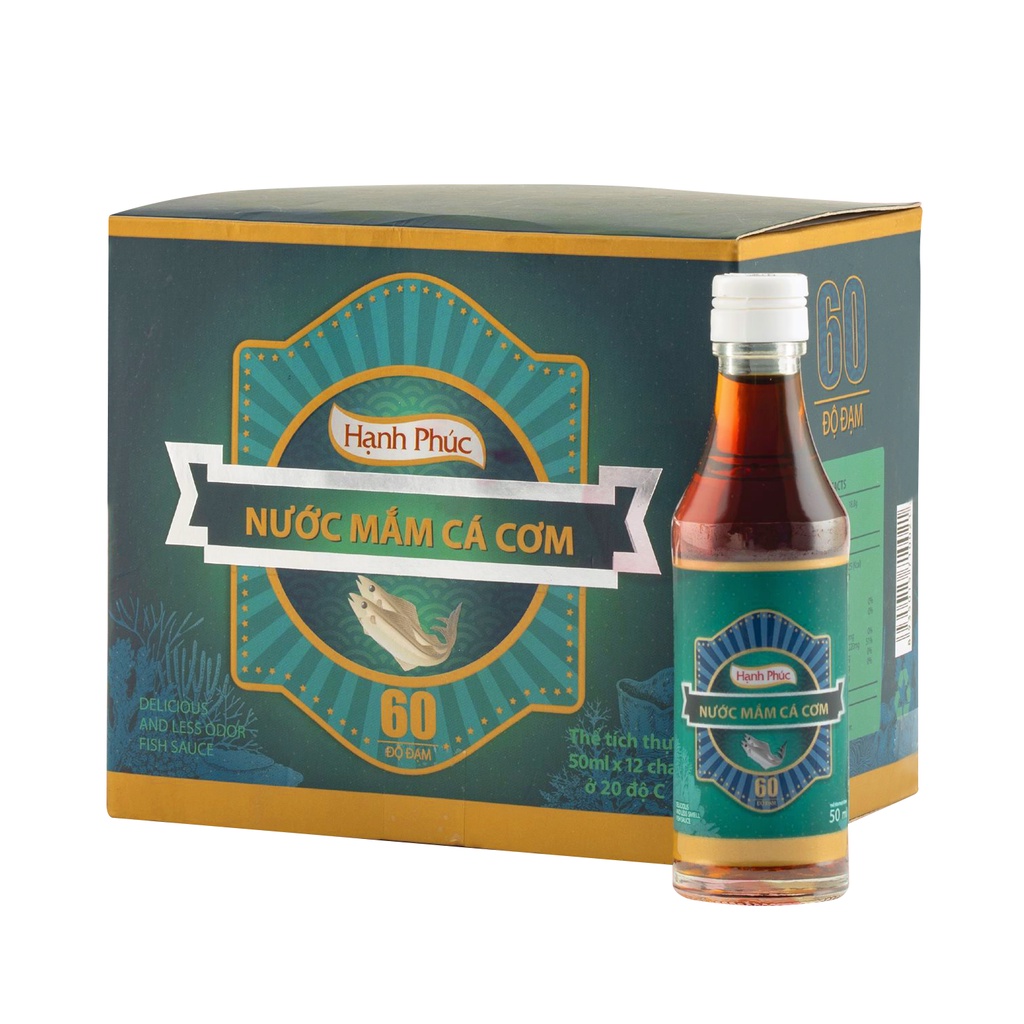 Nước mắm Hạnh Phúc 60 độ đạm 50ml (Hộp 12 chai)