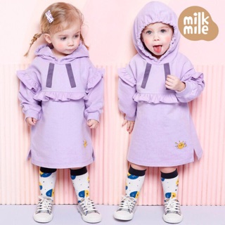 Váy nỉ bé gái hoodie xuất dư Hàn hiệu Milkmile VG3