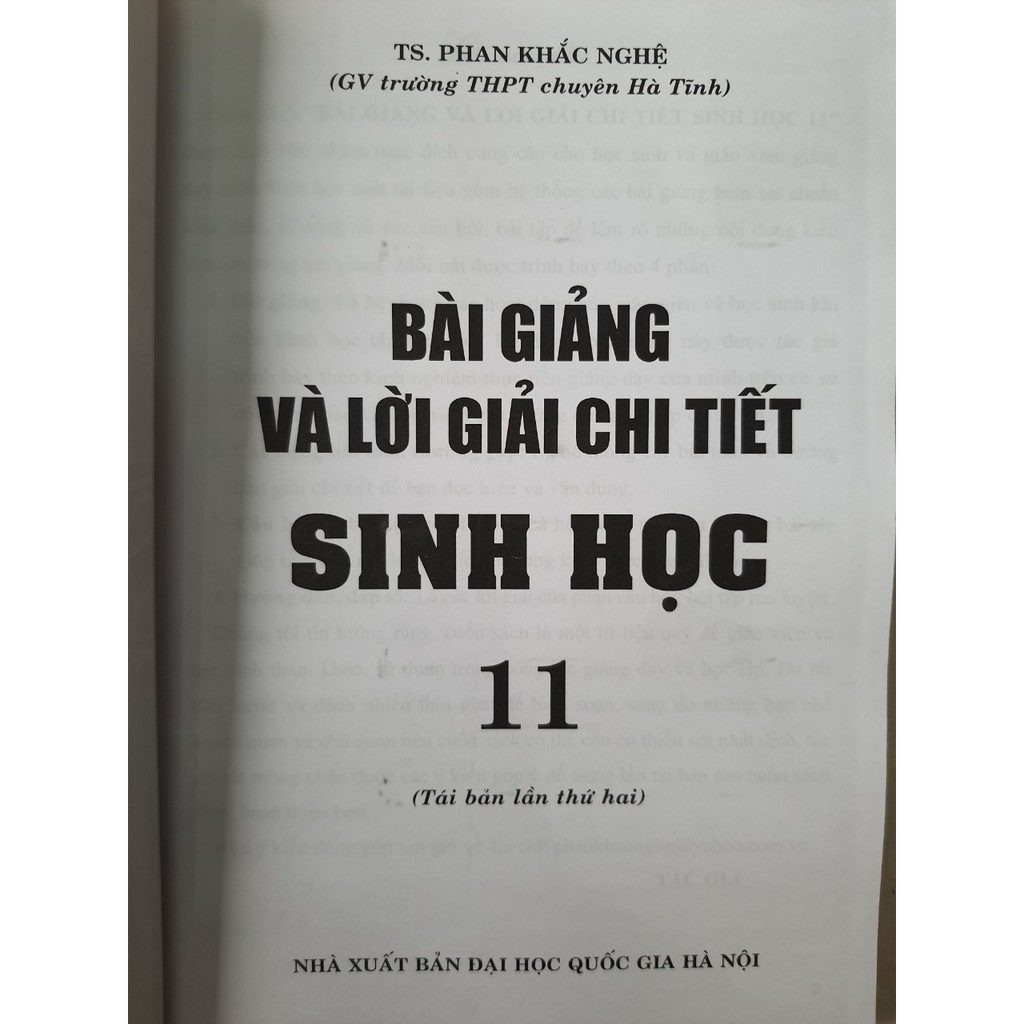 Sách - Bài giảng và lời giải chi tiết Sinh Học 11