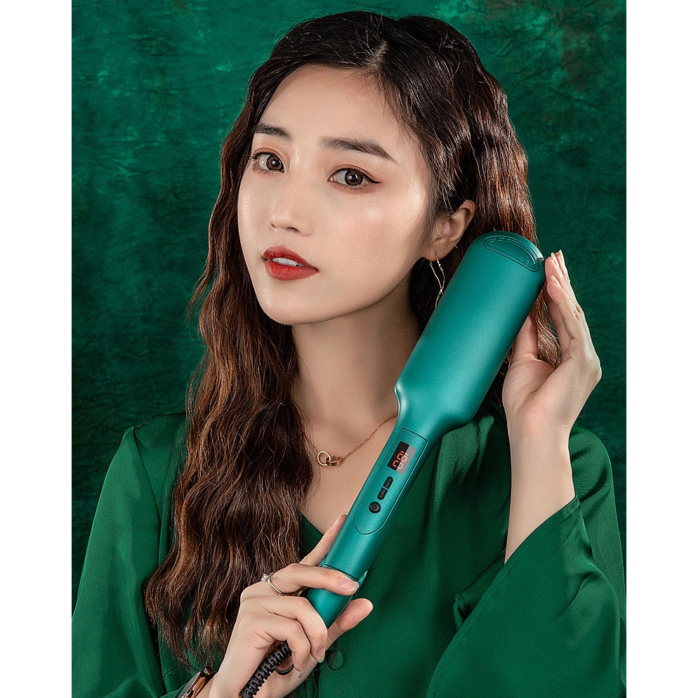 Máy làm tóc uốn xoăn sóng nước AKIO 2 trục màn LCD hiện nhiệt tùy chỉnh công nghệ gốm sứ bảo vệ tóc