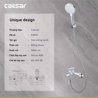 Sen Tắm Nóng Lạnh S393C - CAESAR (Hàng Chính Hãng)