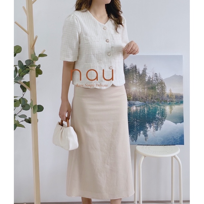 Chân váy linen dáng dài