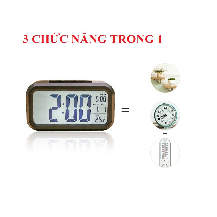 Đồng Hồ Để Bàn Màn hình led chức năng xem giờ báo thức đo nhiệt đô sử dụng 3 pin AAA