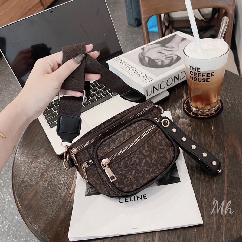 Túi Bao Bụng Đeo Chéo Hoạ Tiết M.K, Túi Bao Tử Nữ Thời Trang