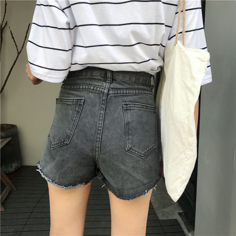 Quần Short Denim nữ ống rộng lưng cao