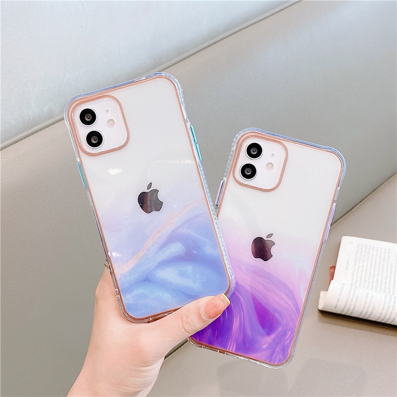 12 Pro Case Luxury Coloured Glaze Marble Glitter Clear Cover for iPhone 11 Pro Max XR X XS 7 8 Plus SE 2020 12 Mini Plated Case