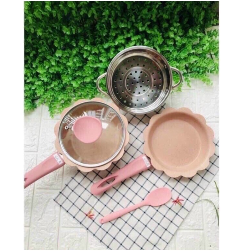 Bộ nồi chảo chiên,hấp,xào cho bé