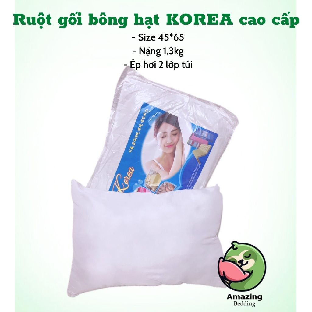 1 đôi ruột gối bông hạt korrea ép hơi cao cấp size 45-65cm