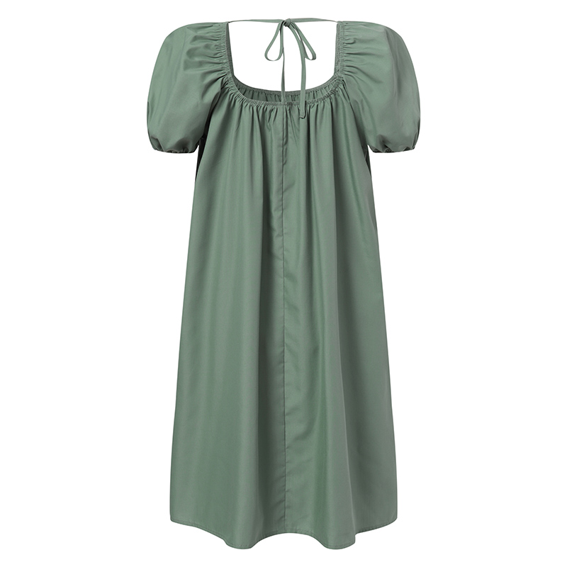 Đầm ZANZEA Tay Ngắn Phồng Cổ Vuông Với Phần Cổ Tay Co Giãn Mini Dành Cho Nữ