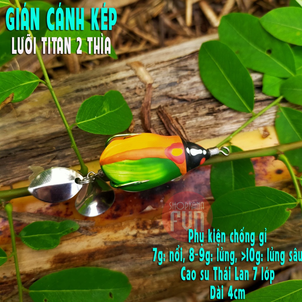 Mồi giả câu lure Gián Cánh Kép, lưỡi Titan 2 thìa độ, Gián Cánh Kép