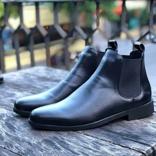 Giày boots da bò tấm- combo giày+lót tăng chiều cao bảo hành 12 tháng.
