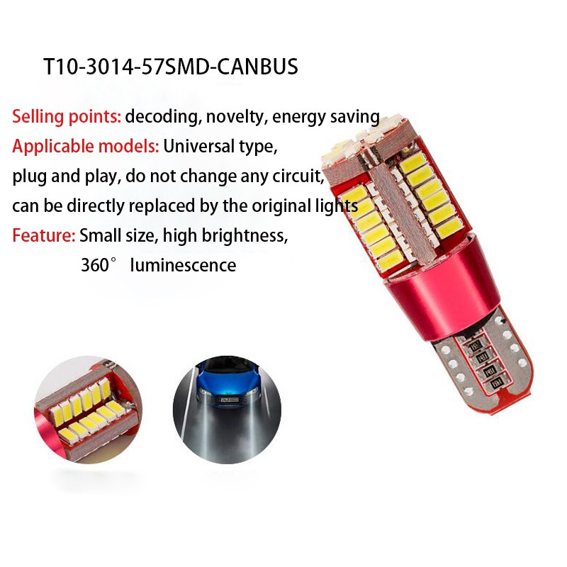 Đèn LED T10 W5W 3014 57SMD dùng làm đèn cửa xe ô tô tiện dụng