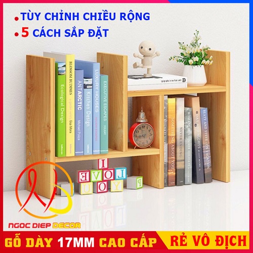 Kệ Sách Gỗ Mini Lắp Ghép Để Bàn Học, Kệ sách để bàn gỗ giá văn phòng mini decor lắp ráp đa năng hàng chính hãng