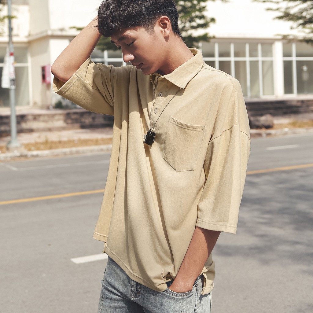 Áo Thun Polo Basic Màu Tan Chất Liệu Cotton Thoáng Mát