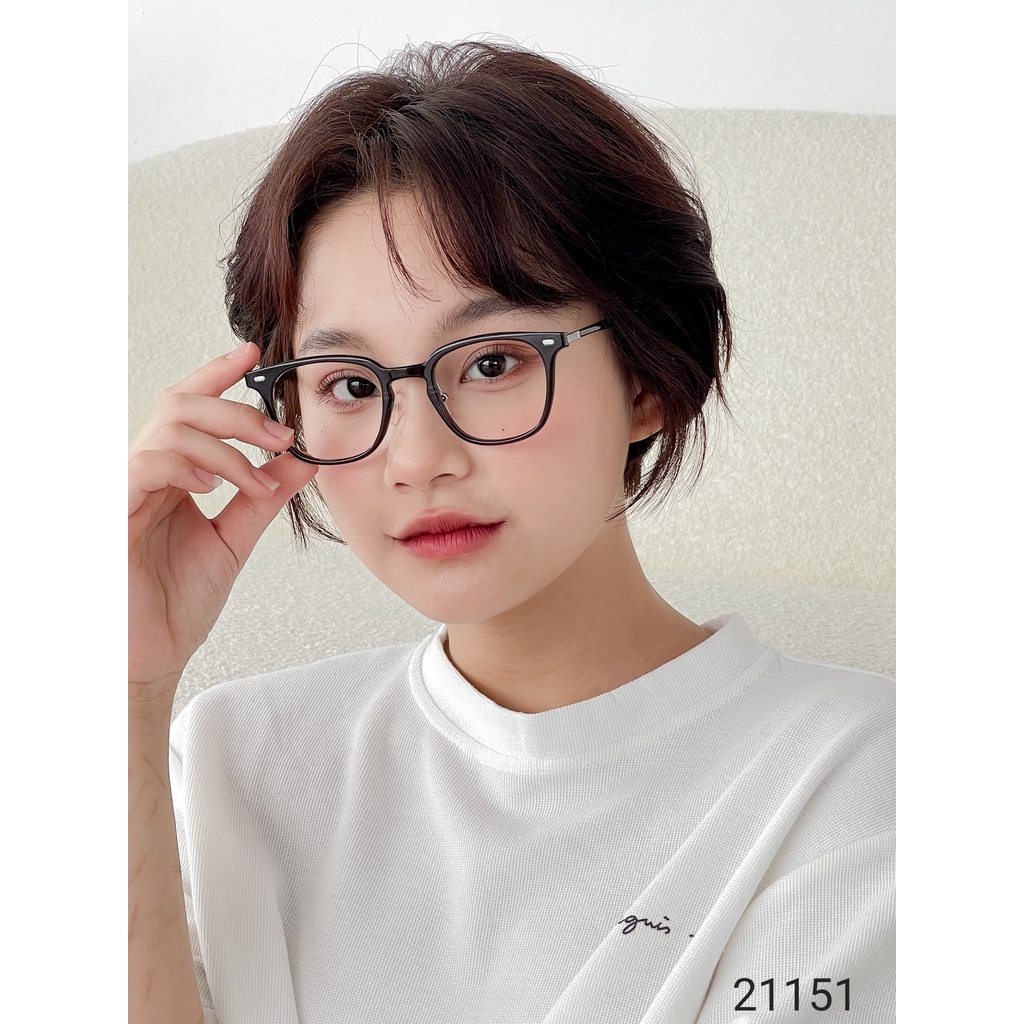 Kính gọng vuông nam nữ LILYEYEWEAR chất liệu nhựa dày dặn mắt giả cận thiết kế thời trang 21151