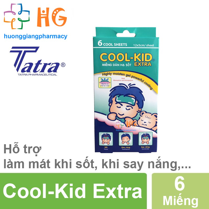 Miếng dán hạ sốt cho bé Cool Kid Extra Miếng dán lạnh Chườm lạnh Làm mát cơ thể Chống nóng Hạ nhiệt Hộp 6 miếng